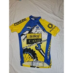 Cannondale Dirt Camp Mens Cycling Jersey Blue Yellow Short Sleeve Mtn Bike Large
